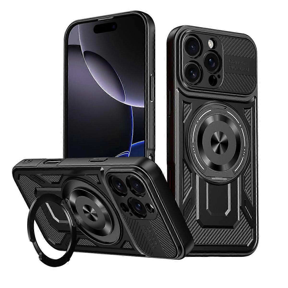 360° Rotatable Magnetic Phone Case for iPhone 16 15 14 13 12 11 Pro Max With Kickstand Shockproof Anti-Drop Cover for Magsafe