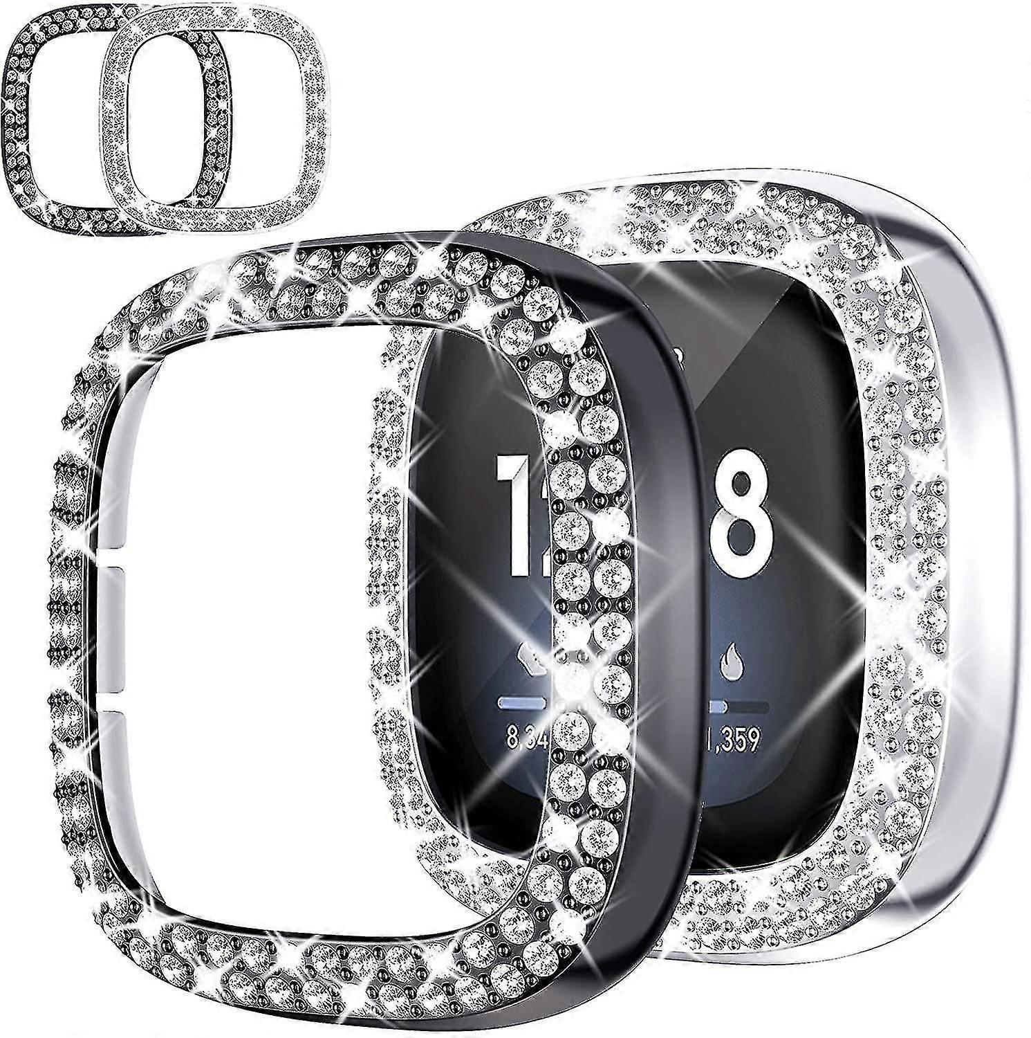 [2pack] Compatible For Fitbit Versa 3 Fitbit Sense Bling Protector Case, Versa3 / Sense Accessories Hard Pc Diam