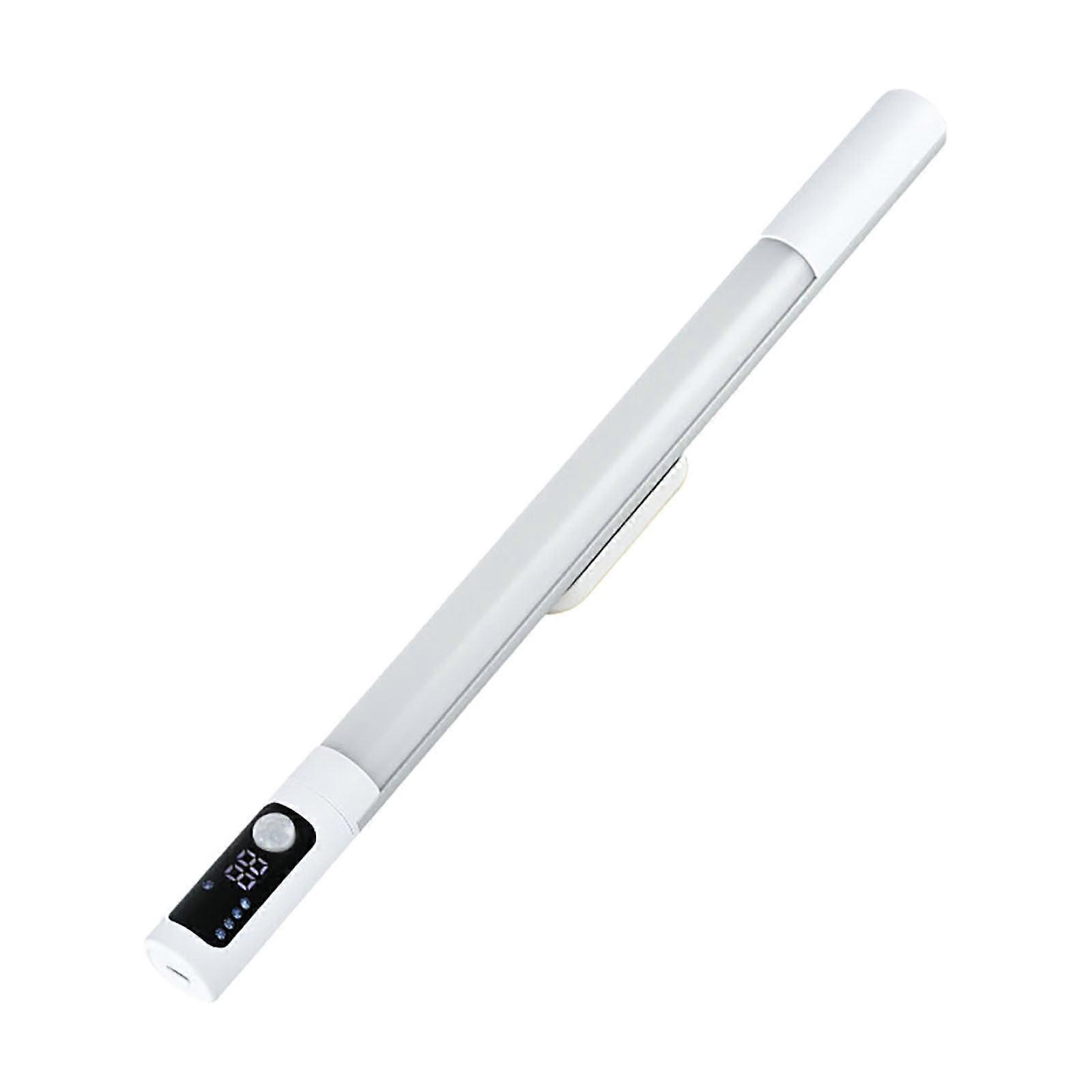 Wireless Motion Sensor Cabinet Light, USB Charging, Adjustable Angle, 3 Color Temperatures, Digital Display, Silver - Compatible with Closets,