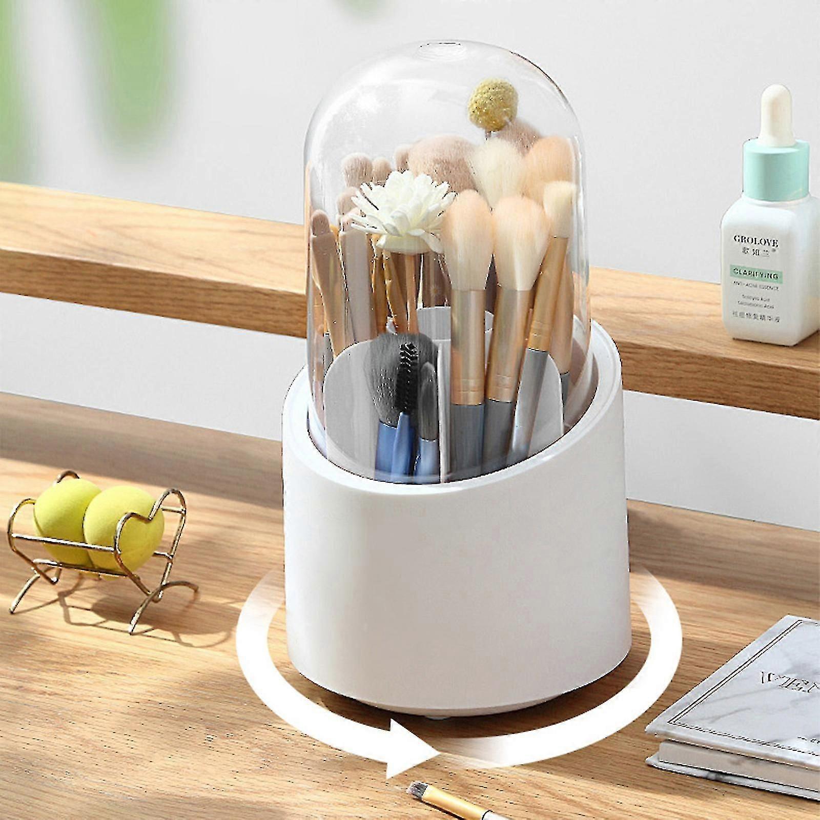360 Rotating Makeup Brush Bucket Storage Box Portable Multifunction Dust-proof Large-capacity Desktop Org