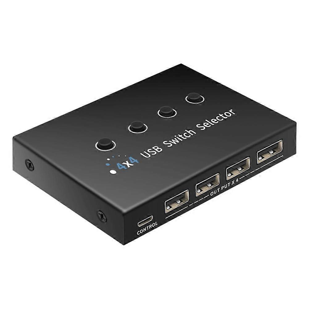 USB Switcher Selector 4Port USB Sharing For 4 Computers With Printer Scanner Mouse Keyboard And 4 USB 3.0 Cables