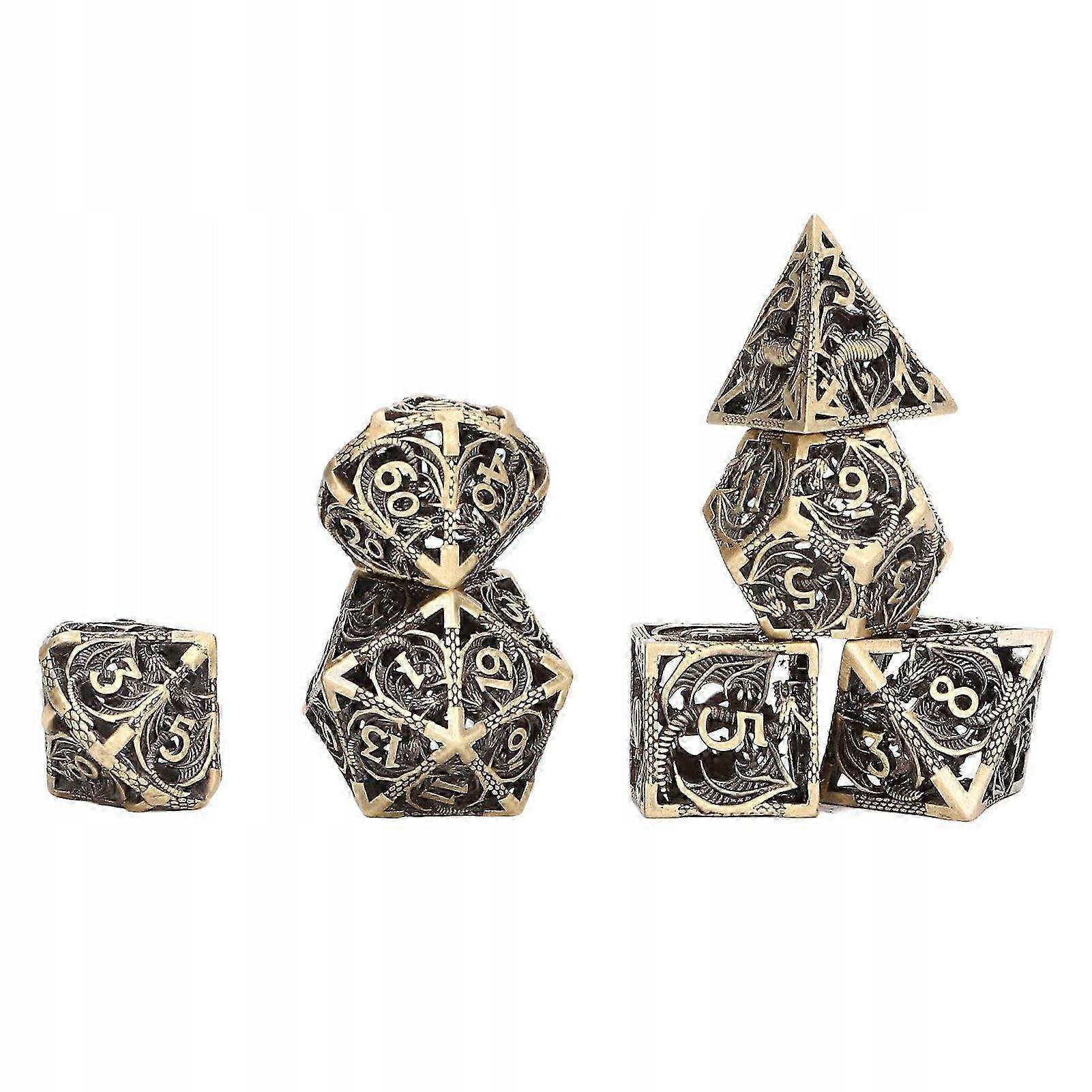 7 Pcs Metal Hollow Polyhedral Dice Set