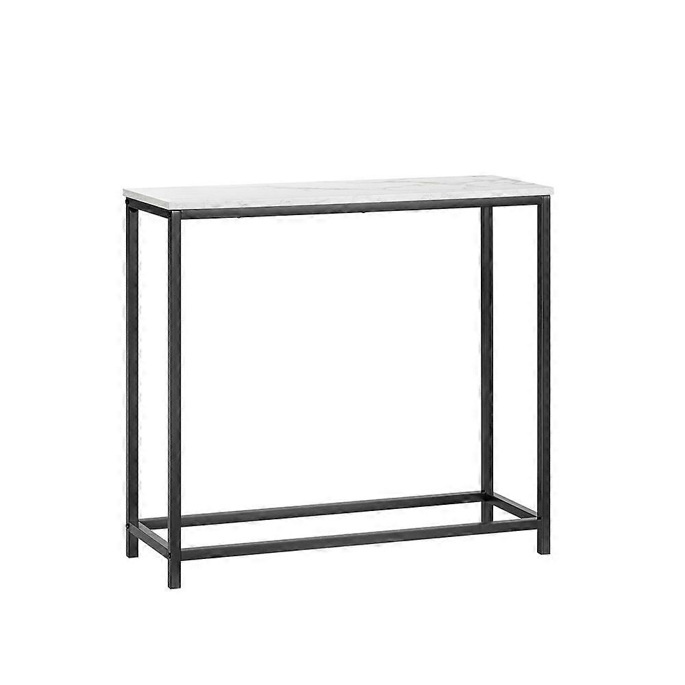 SoBuy FSB29-SCH, Console Silm pour Couloir, Table d'entrée étroite avec Cadre en Métal, Table de Canapé Compacte Effet Marbre pour Petits Espaces