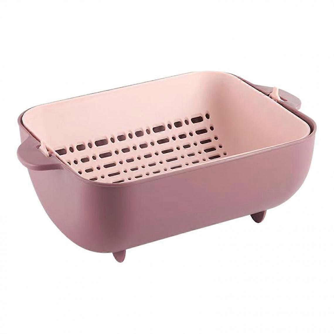 2 In 1 Kitchen Colander / Drain Double Layer Filter Bowl And Clean Basket Blue