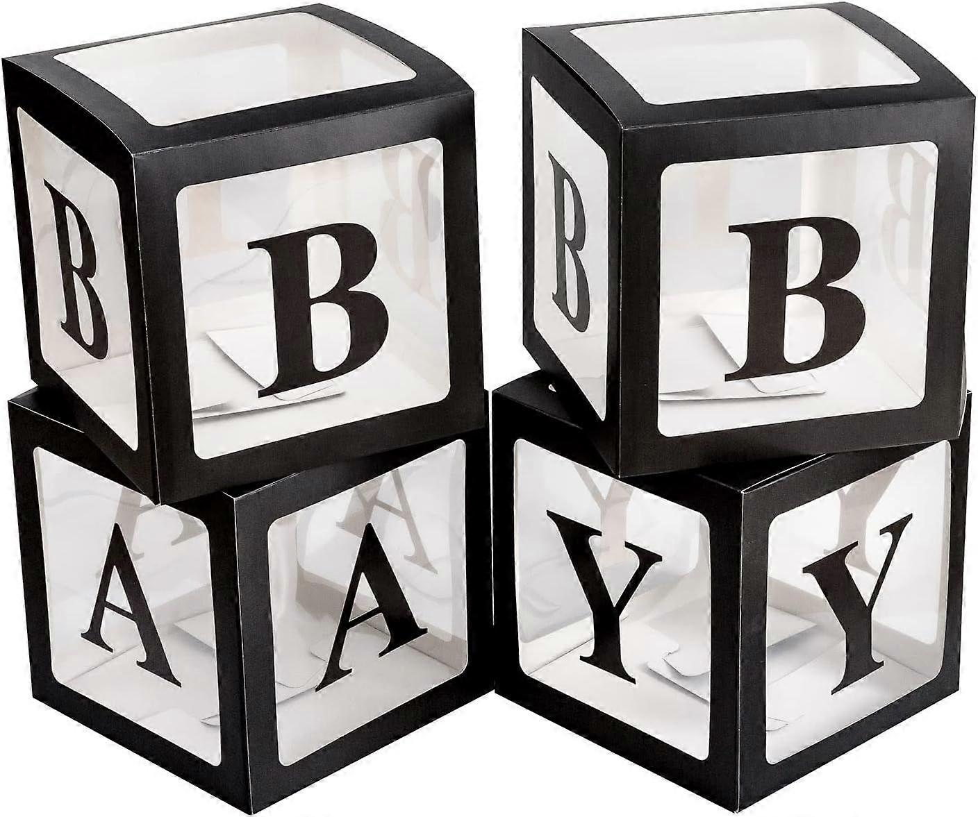 4pcs Transparent Baby Boxes,Clear Balloon Boxes Backdrop with 16