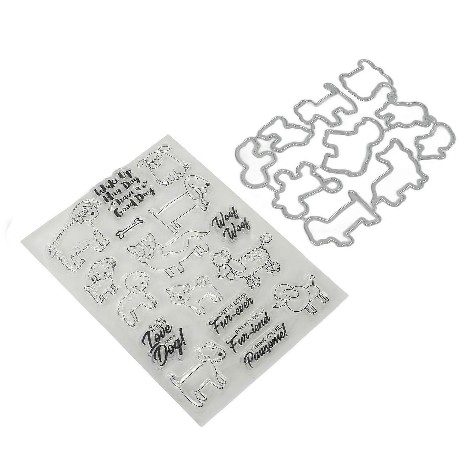 Clear Stamp Kit Unique Dog Sheep Design Transparent Stamp Embossing Cutting Die Set for DIY Scrapbook Crafts