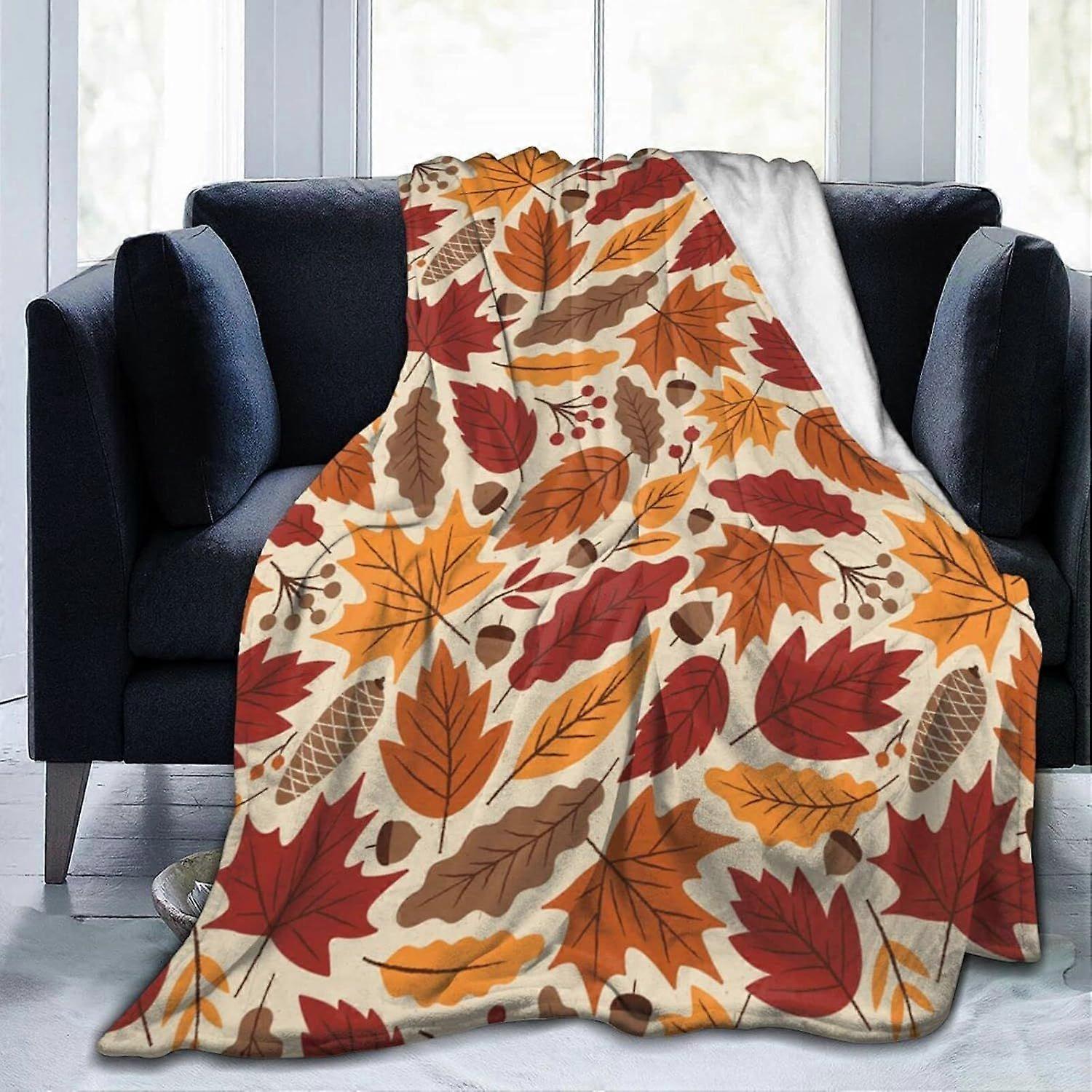Soft Blanket Fall Leaves Throw Blankets Flannel Ultra Soft Blankets Durable Anti Static Washable Blanket for Bed Sofa Co-zxcvb119