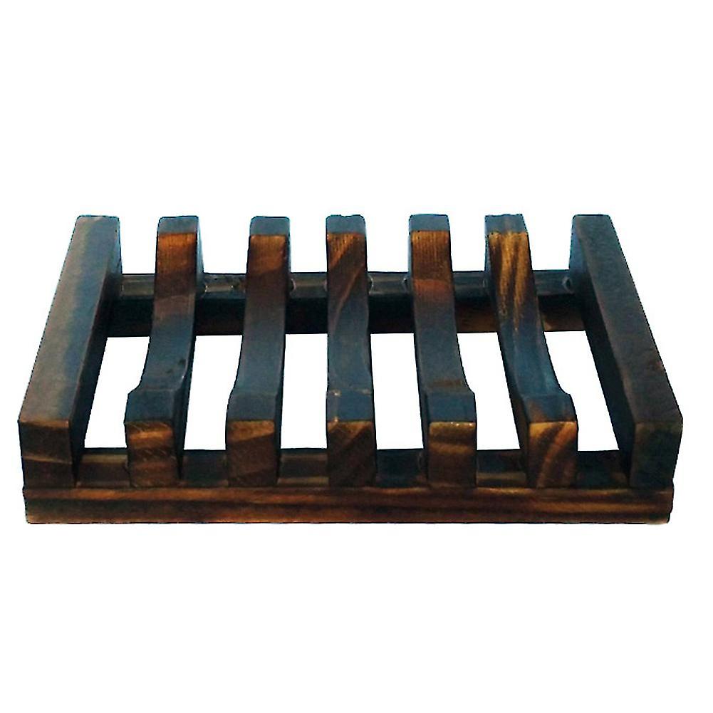 Trumsen Bathroom Accessory Retro Wood Sink Deck Mount Hollow Out Soap Dish Holder Shelf