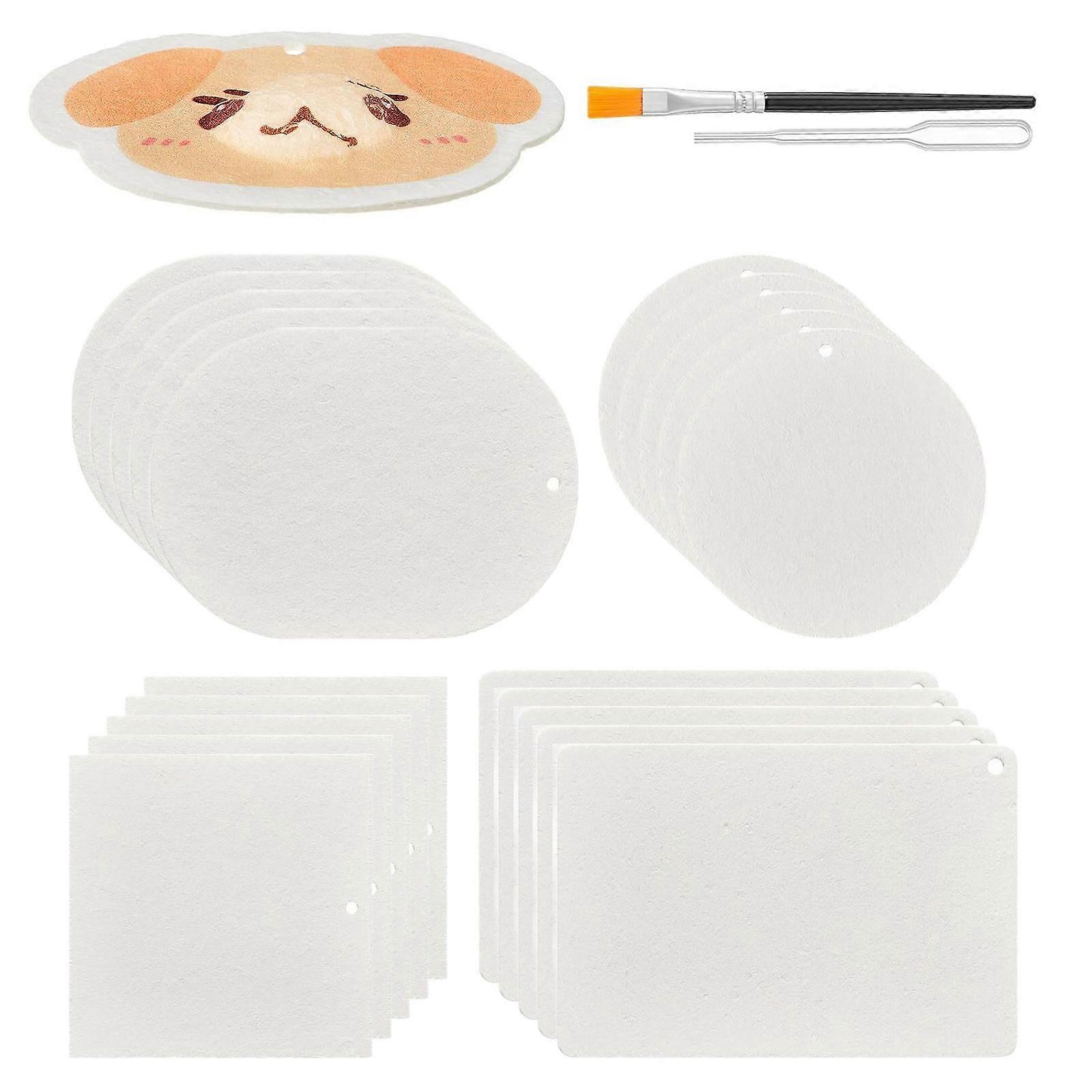 20Pieces White Foam Texture Paper with Paintbrush Textured Foam Painting Paper for Watercolor Acrylics Gouache Painting Multicolor