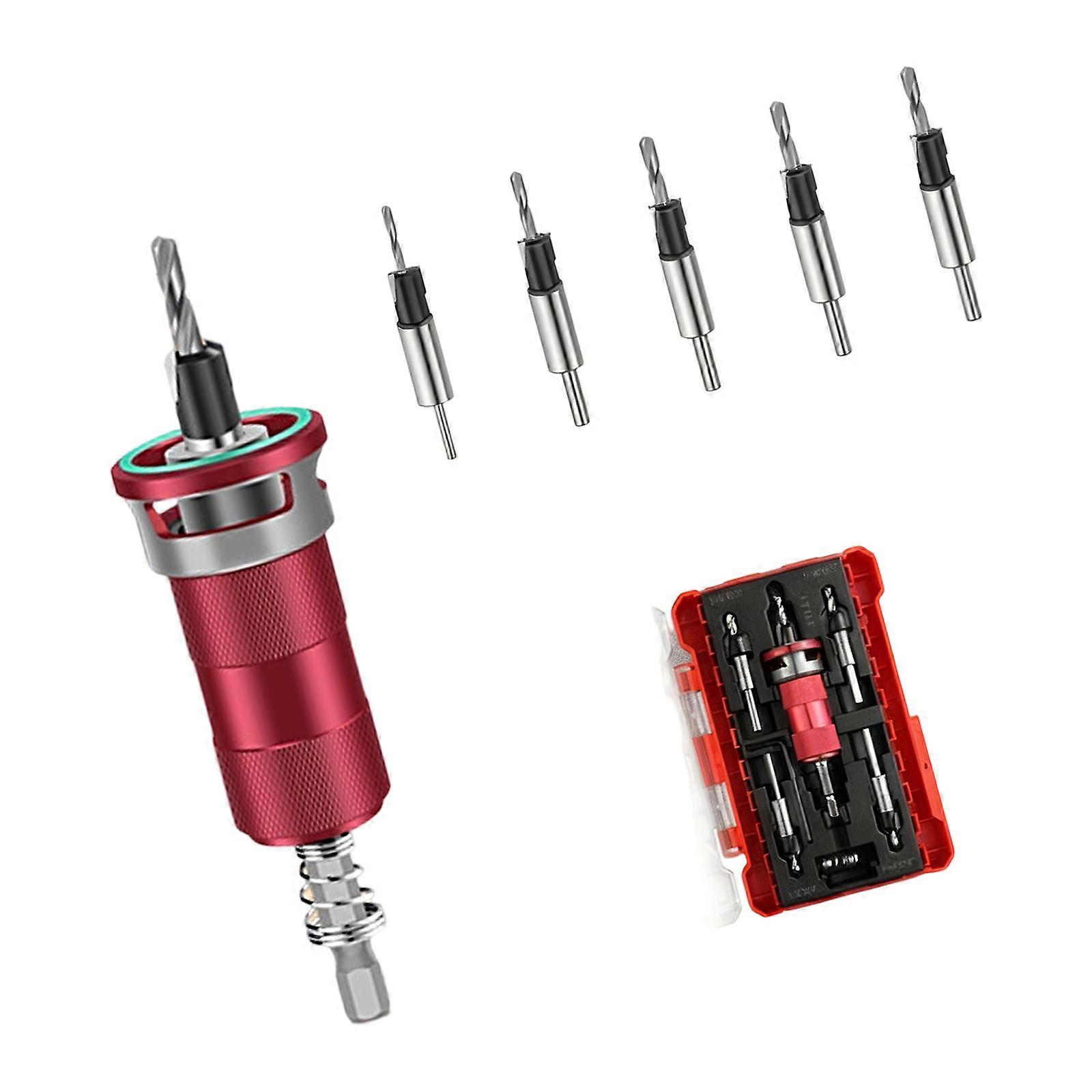 Countersink Drill Carbide Adjustable Depth For Wood Board Openings Countersunk Holes Power Tool Woodworking  Red