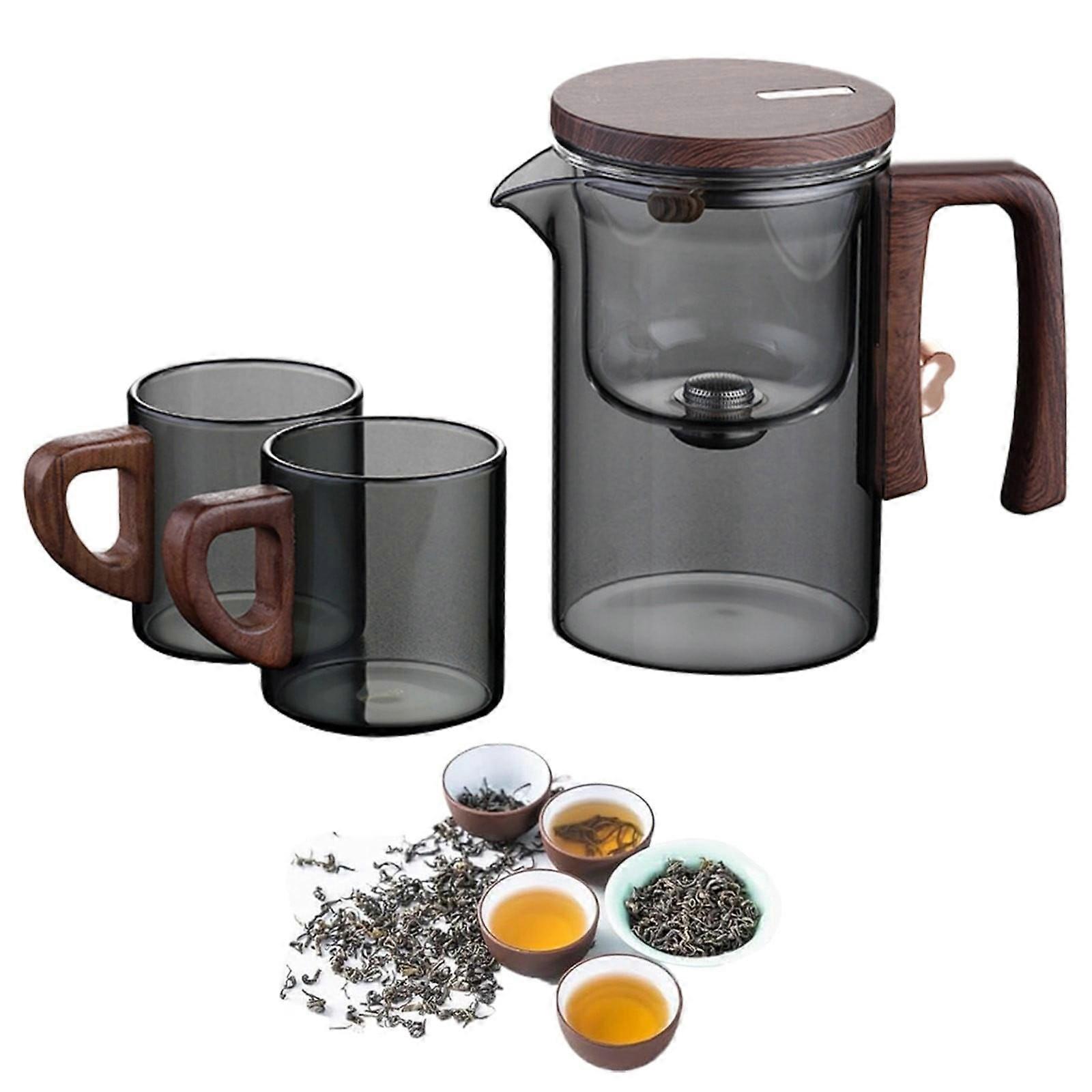 Glass Teapot with Wooden Handle & Infuser, Water Separation Design, Strainer Filter for Tea - 1X Teapot