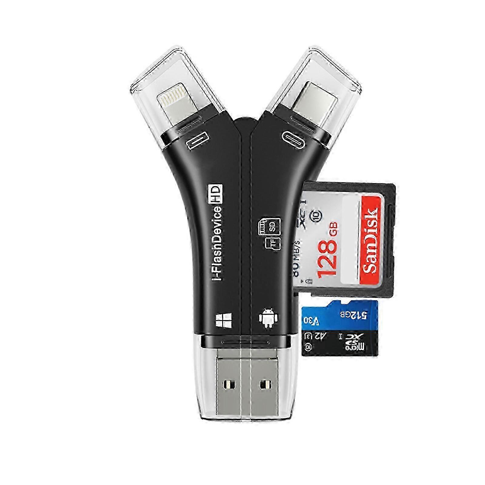 4 in 1 USB C Camera Memory Card Reader Type C Micro SD TF Card Reader Adapter