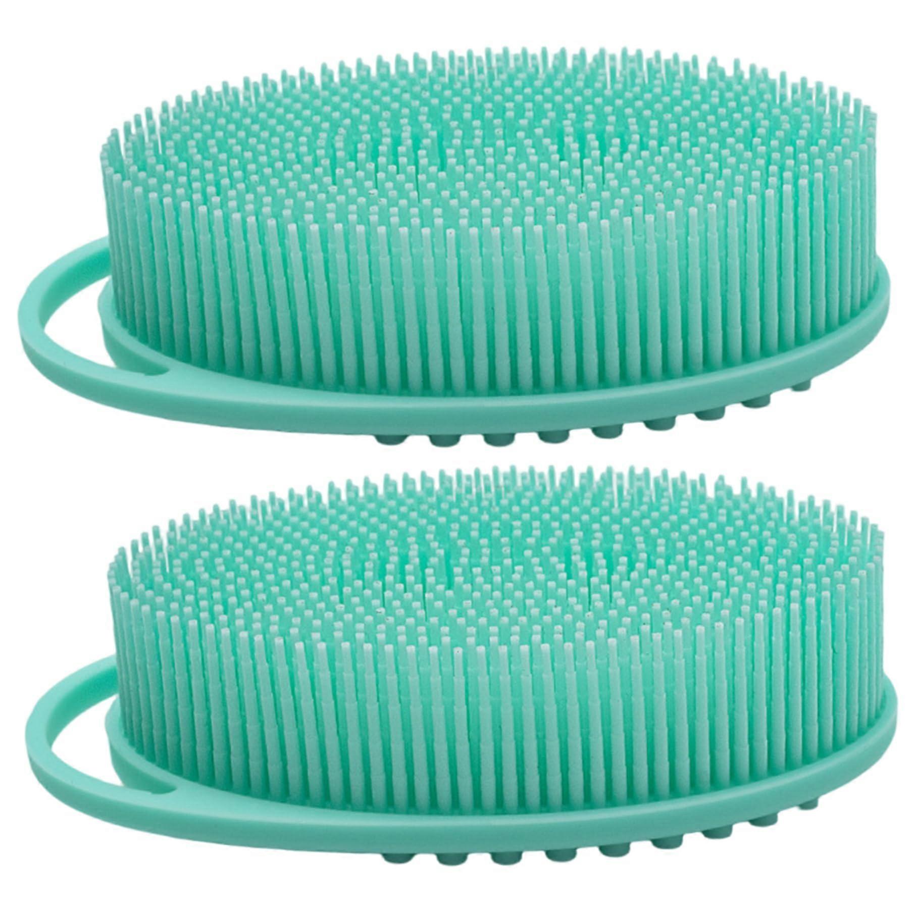 Silicone Body Scrubber with Handle 2 Pack Soft Exfoliating Bath Loofah for Sensitive Skin