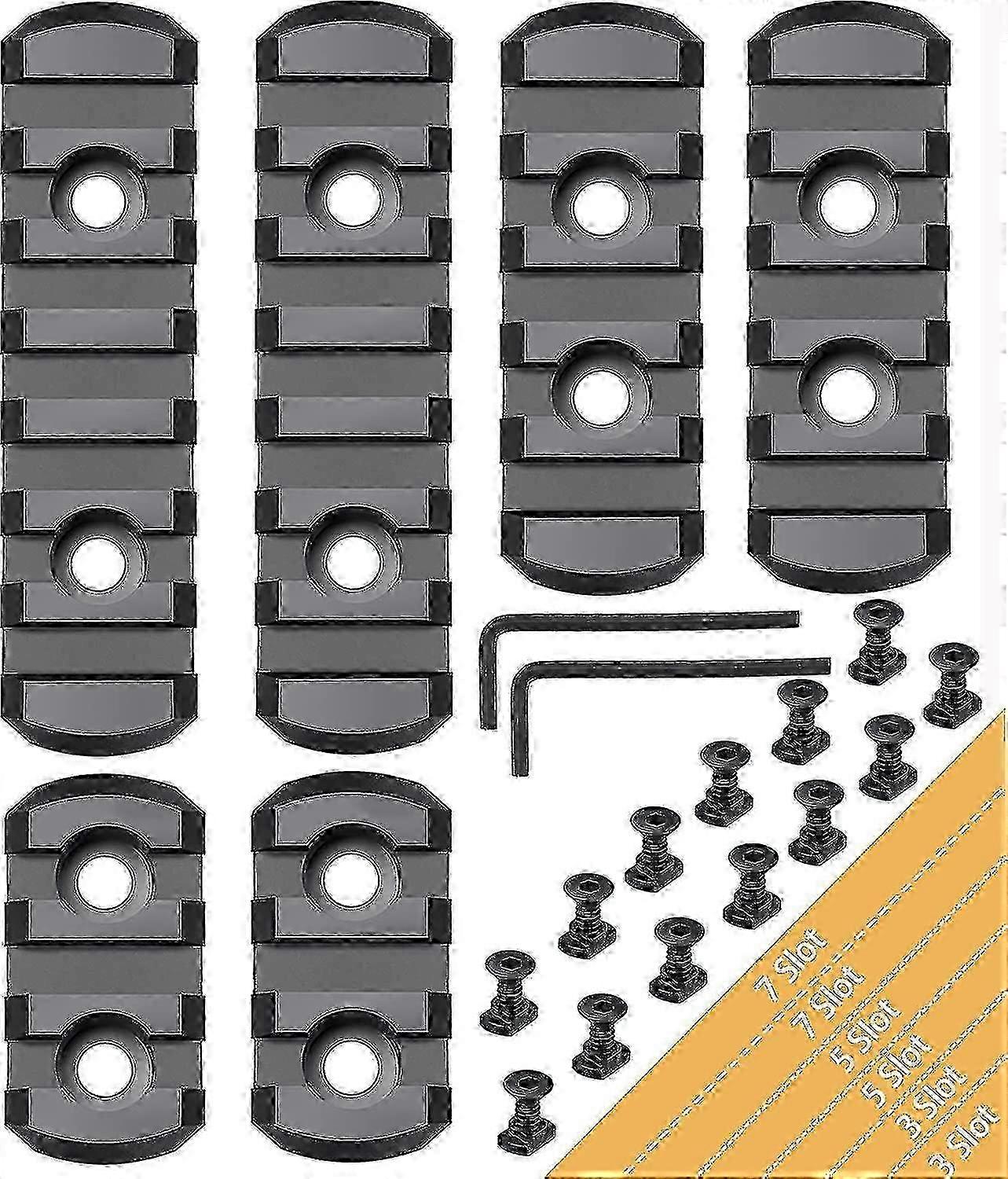 w Picatinny Rails Set 3,3,5,5,7,7 Slot Aluminum Mlock Picatinny Rail Section Accessory With 13 T-nuts & 13 Screws & Allen Wrench