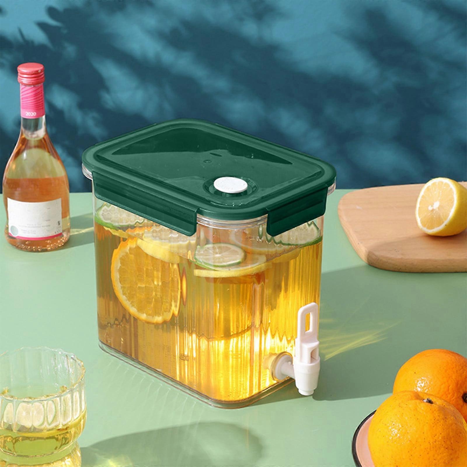 3.5L Plastic Beverage Dispenser with Faucet, Ice Lemonade Juice Container with Lid - Compatible with RnemiTe-amo