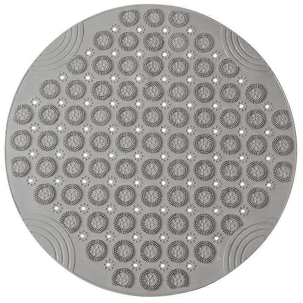 Round Non-Slip Shower Mat Strong Suction Bath Mats with Drain Holes with Raised Massage Loop, A