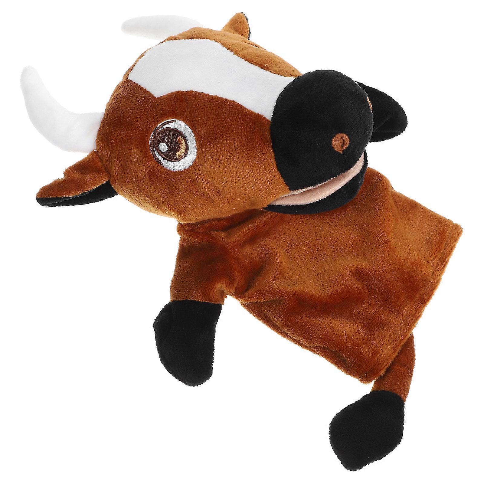 Yellow Cattle Hand Puppet Storytelling Plush Animal Hand Puppet