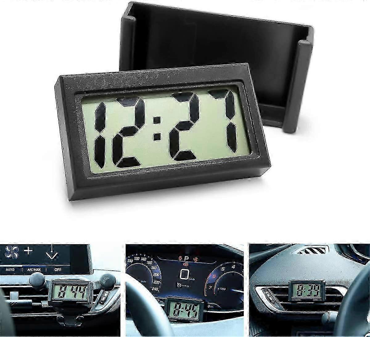 Mini Digital Clock For Car Dashboard, Self-adhesive Vehicle Electronic Clocks With Lcd Time f74
