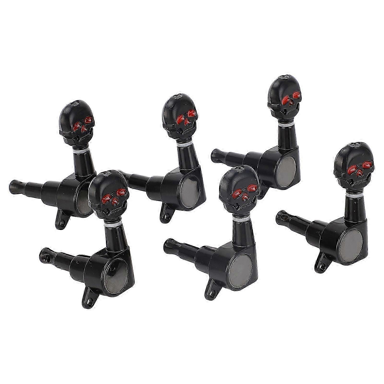 3 Left 3 Right String Tuning Keys Fully Enclosed Knob Zinc Alloy Machine Head Tuners for Acoustic Electric Guitar Black f26