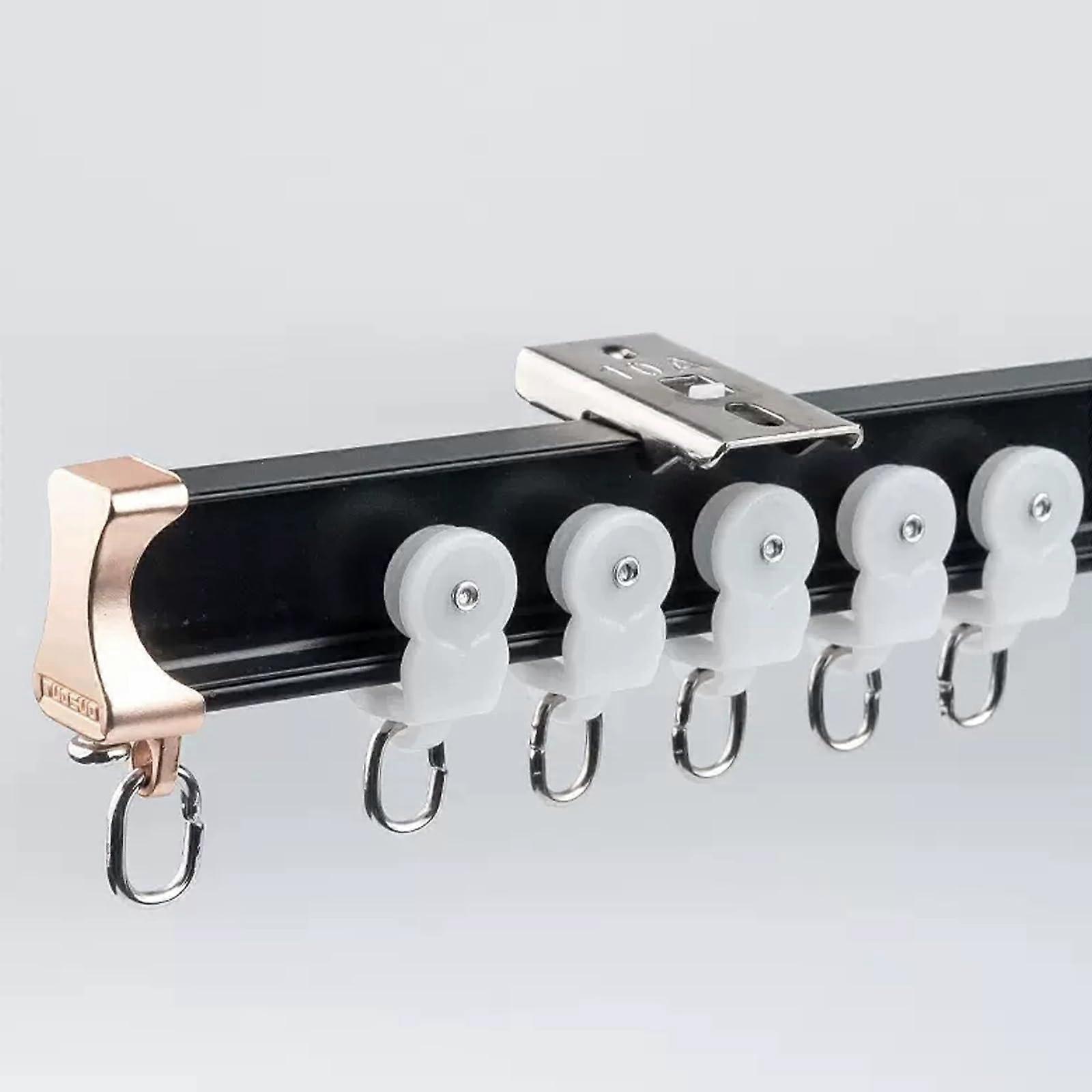 Flexible Curtain Track Bendable Ceiling Mount for Bay Window RV Shower, 5.6m Black