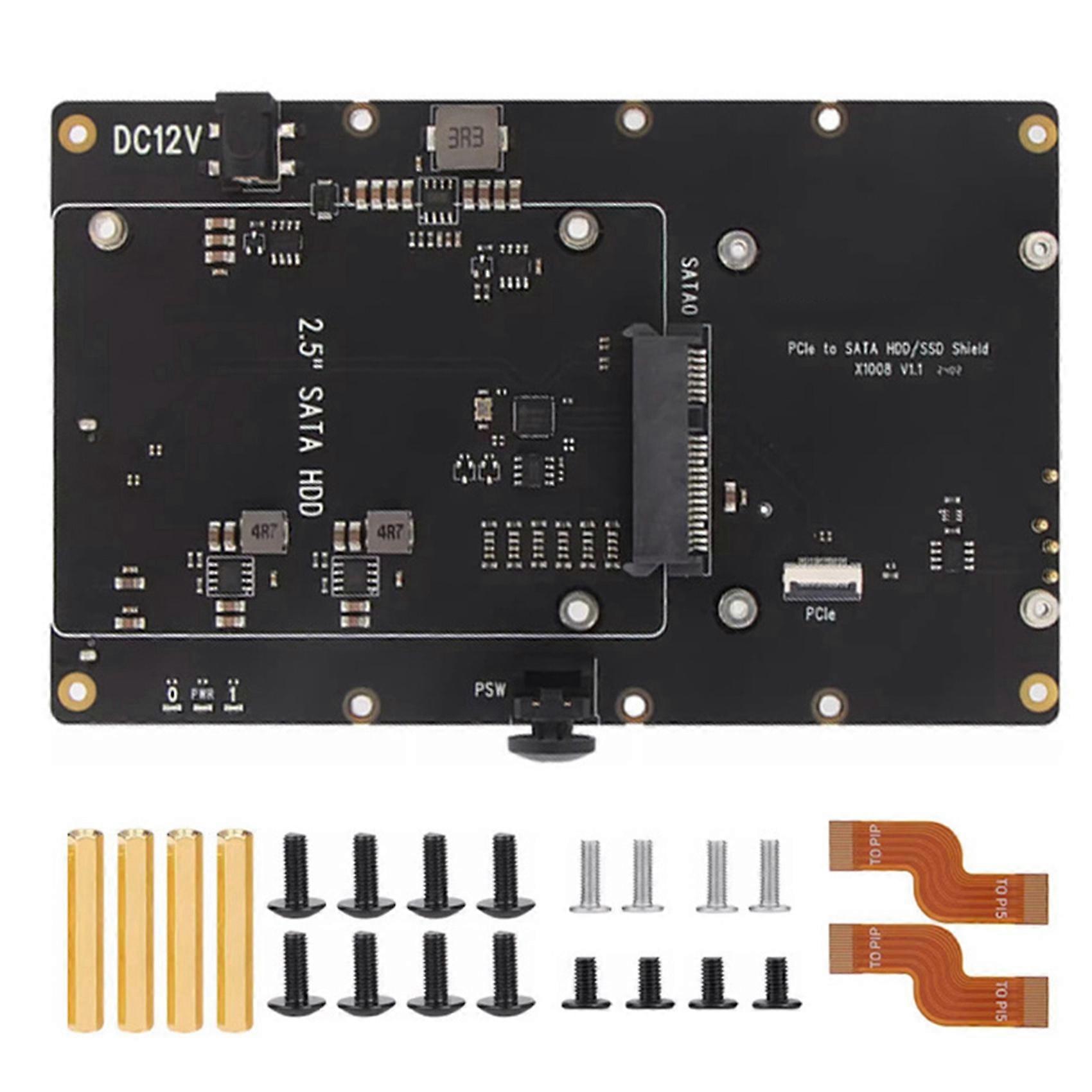 X1008 PCIe to 2.5 Inch SATA HDD / SSD + 3.5 Inch SATA HDD Shield for Raspberry Pi 5