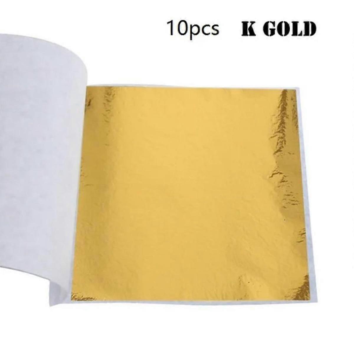 10 feuilles de papier doré pour la décoration de meubles, la dorure, la customisation d'ongles, les loisirs créatifs, la peinture et la résine.