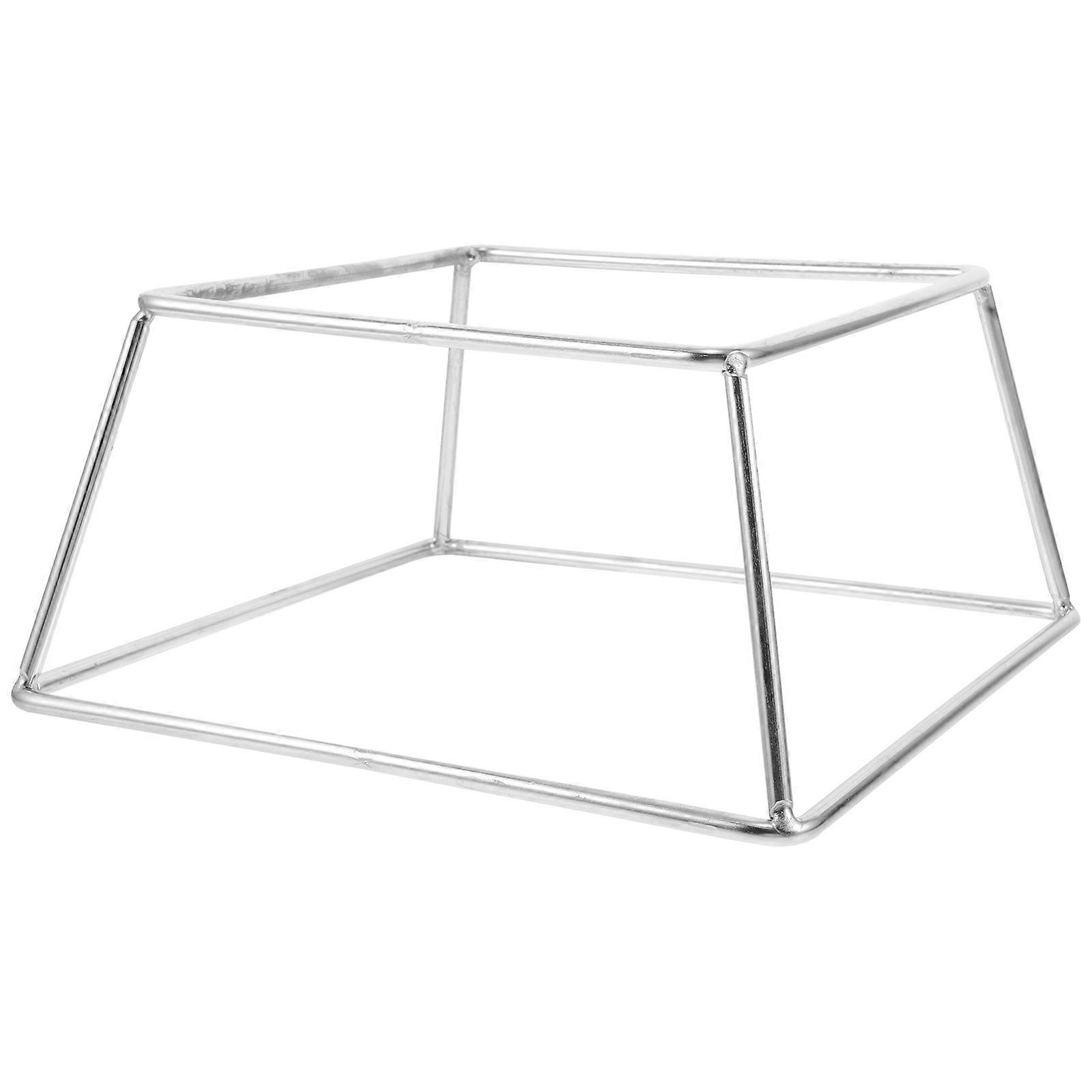 Pizza Pan Holder Stand for Serving with Double Layer Design Silver Stainless Steel