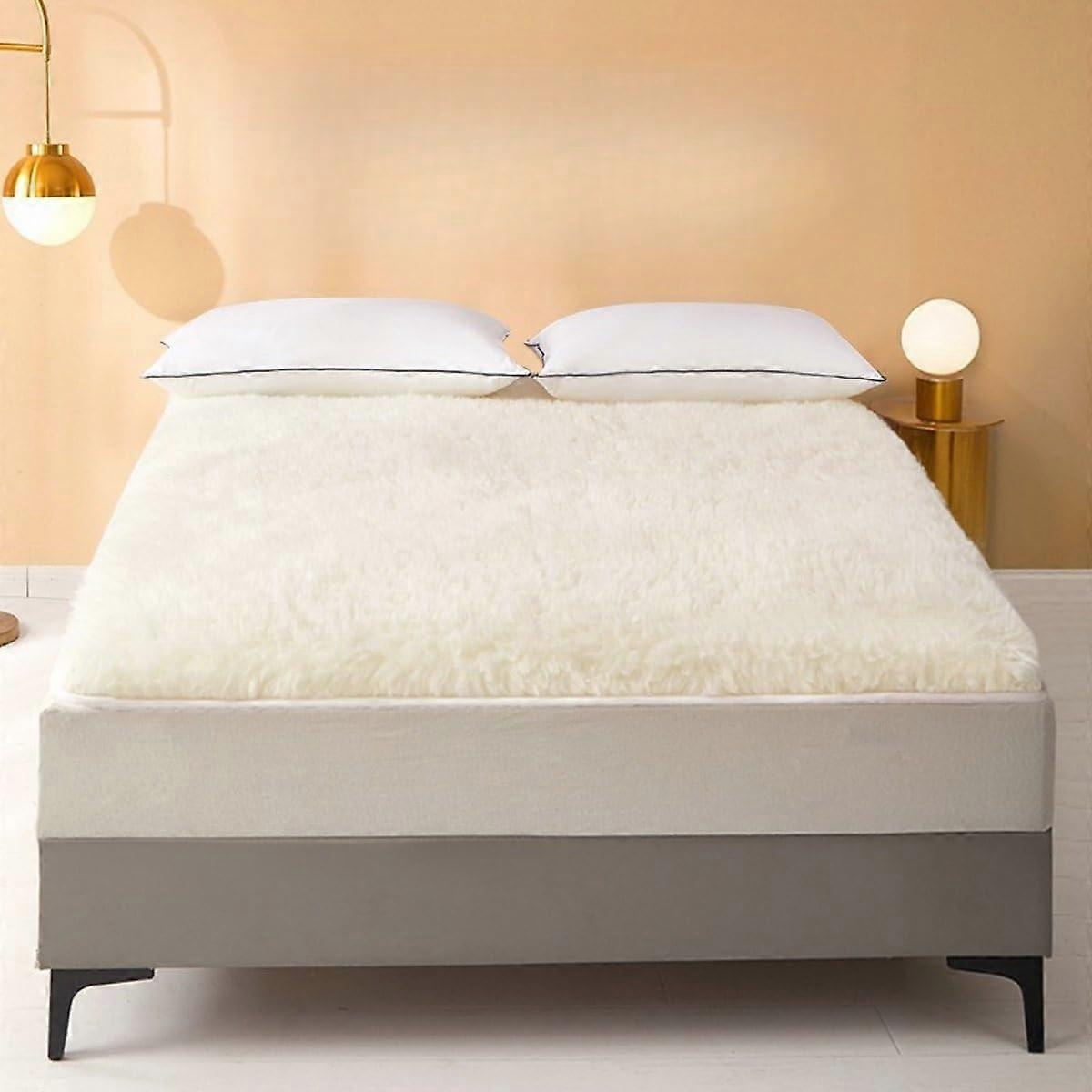 100% Wool Fleece Mattress Pad Topper, Hypoallergenic Breathable Fitted Cover, Twin to King Sizes
