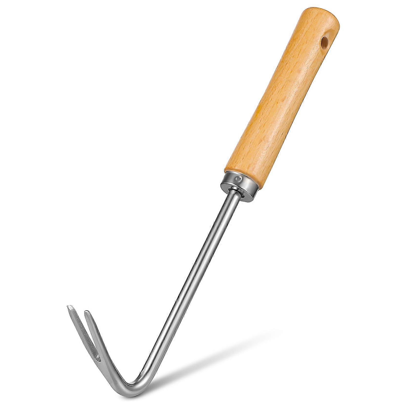 Hand Weeder Garden Weeding Tool with Ergonomic Wooden Handle for Precise Weed Removal and Yard Care