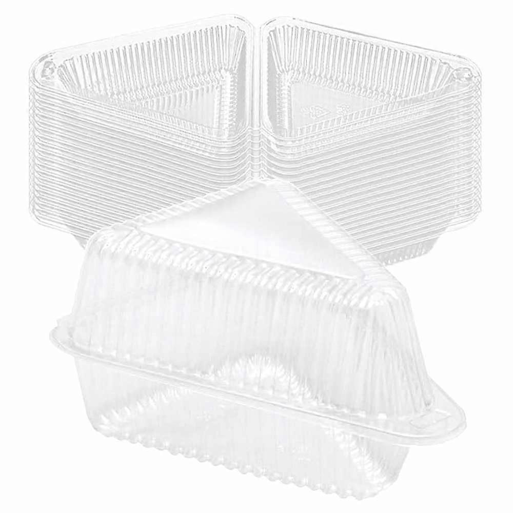 100 PCS Clear Cake Slice Boxes with Hinged Lids, 5.1 Inch Plastic Containers for Bakery, Pie, Cheesecake, Muffin, Salad