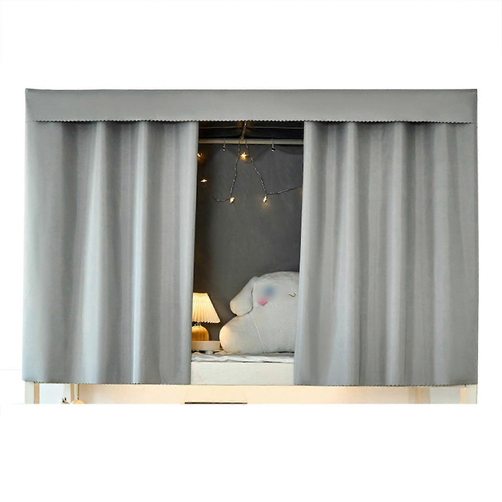 Bunk Bed Privacy Curtains Lightproof Breathable Fabric for Dorm and Kids Room, 3pcs Grey
