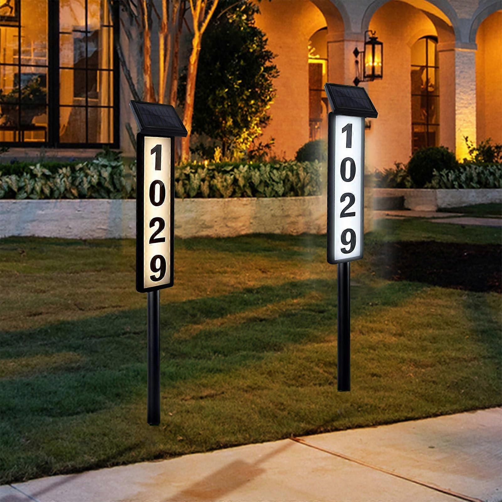 Solar Address Sign with Dual Lighting Modes, Waterproof LED House Numbers for Yard and Home