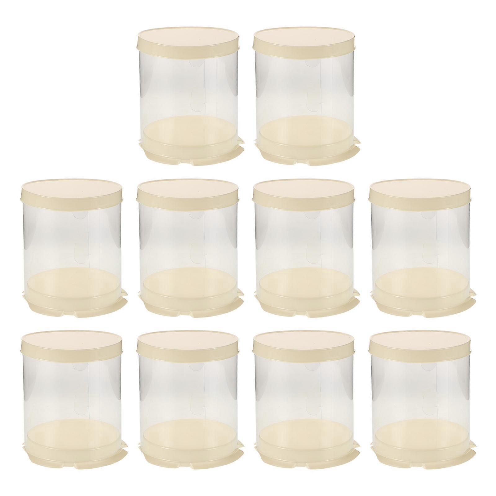 Small Cake Portable Cake Box with Clear Lids for Storage 10Pcs Beige