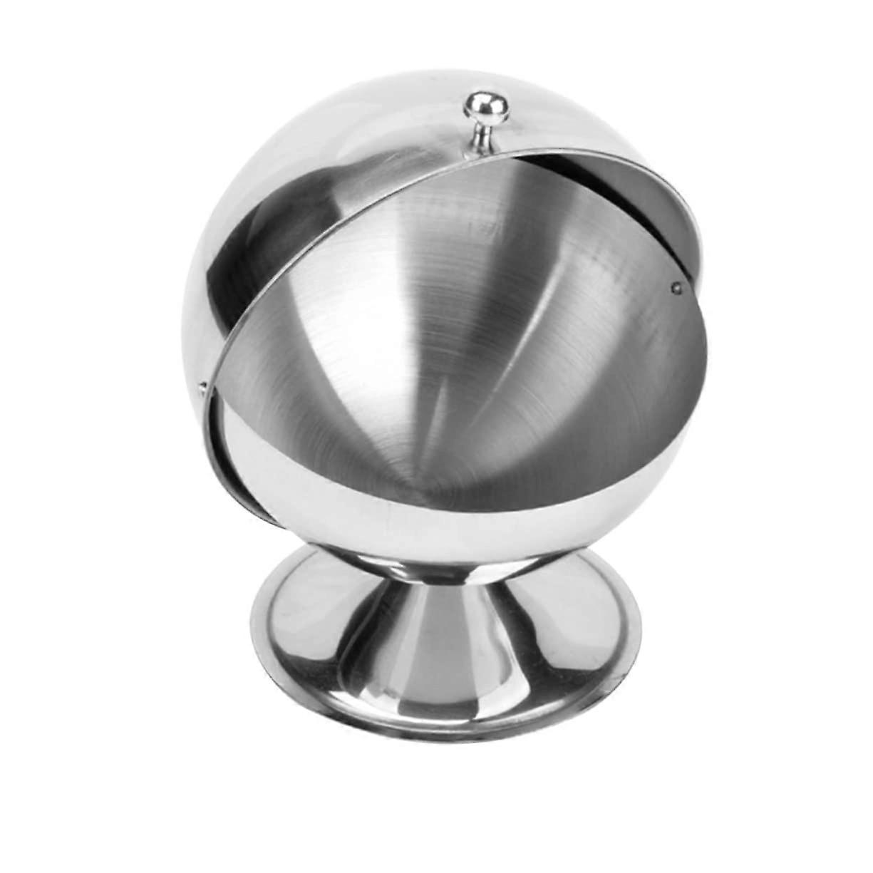 Stainless Steel Sugar Bowl with Lid, Rotatable Candy Jar, Creative Spherical Rust Design