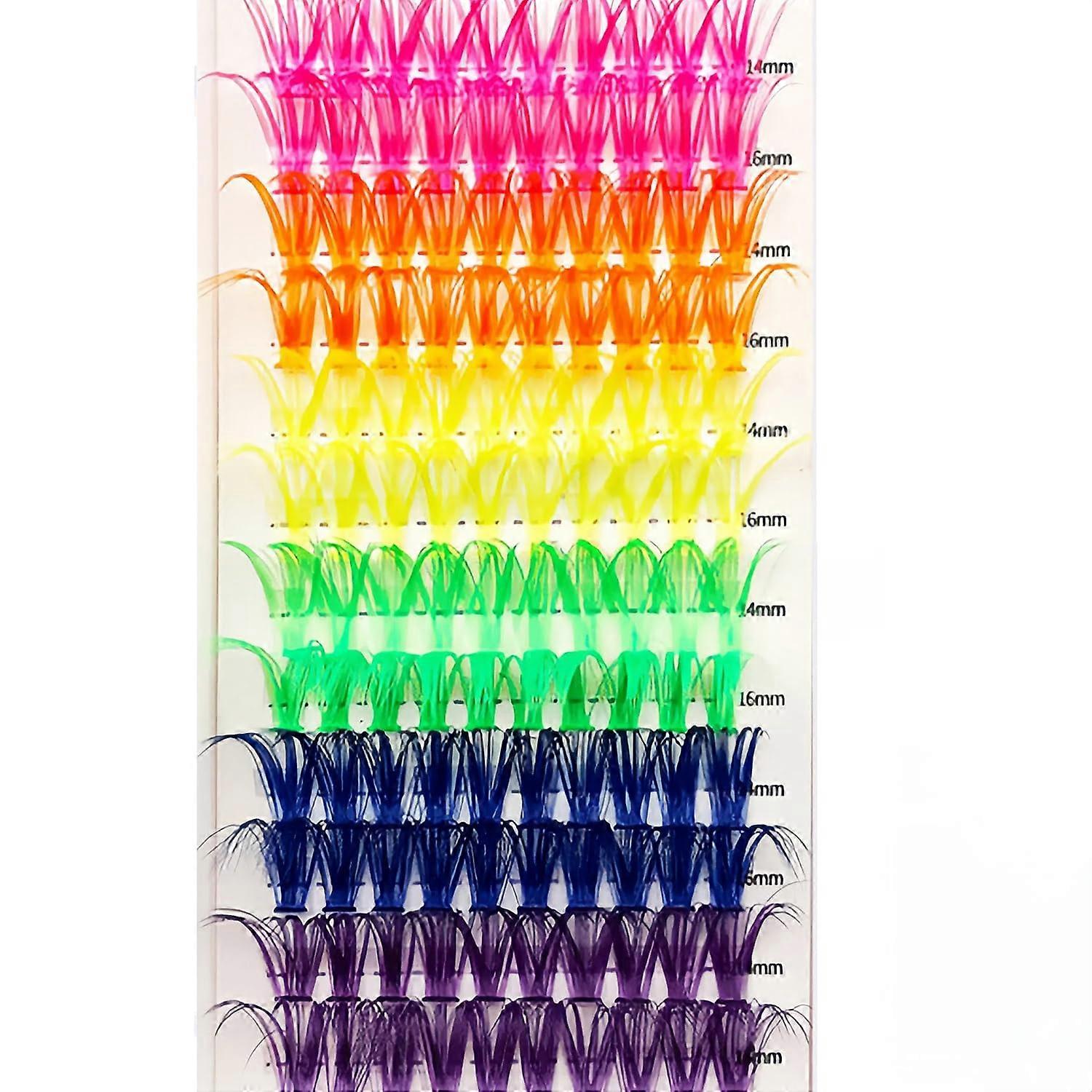 DIY Eyelash Extension Clusters Colorful D Curl Mixed Length 14mm 16mm for Creative Makeup 120pcs