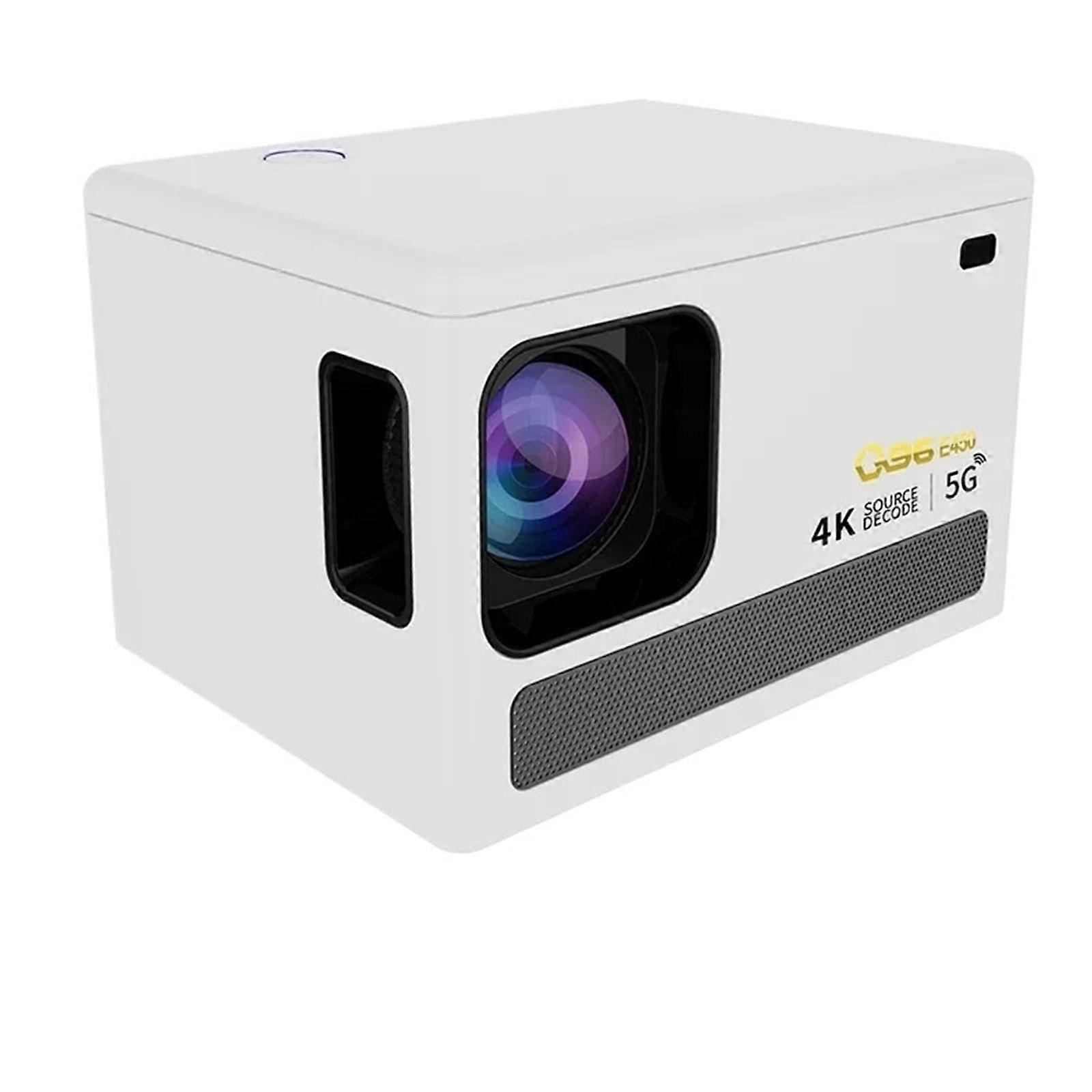 4K HD Projector DualBand WiFi Bluetooth 500 ANSI Lumens Auto Focus Smartphone Screen Mirroring White