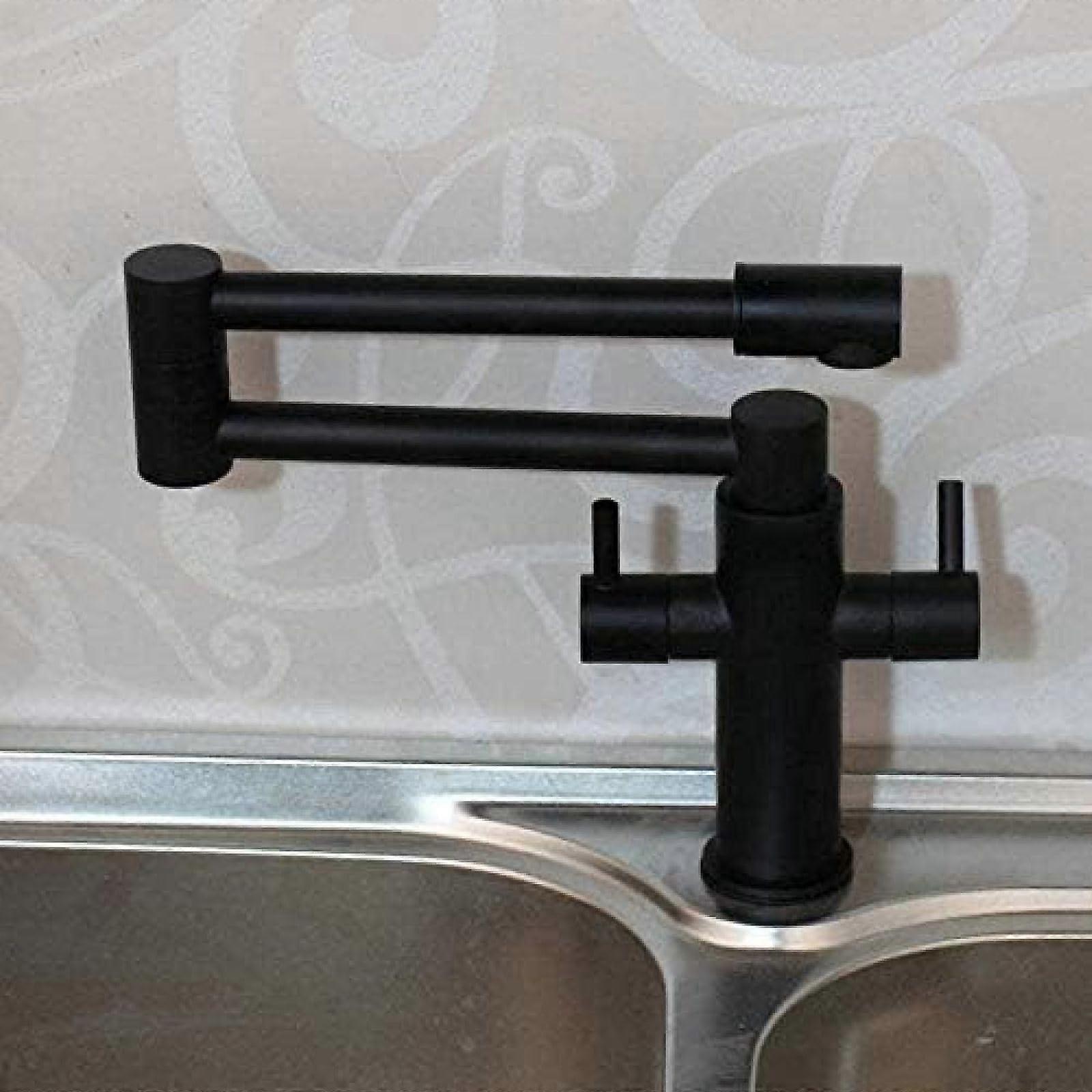 Black Kitchen Faucet 360 Degree Swivel Solid Brass Modern Pull Down Sink Tap Drip Design