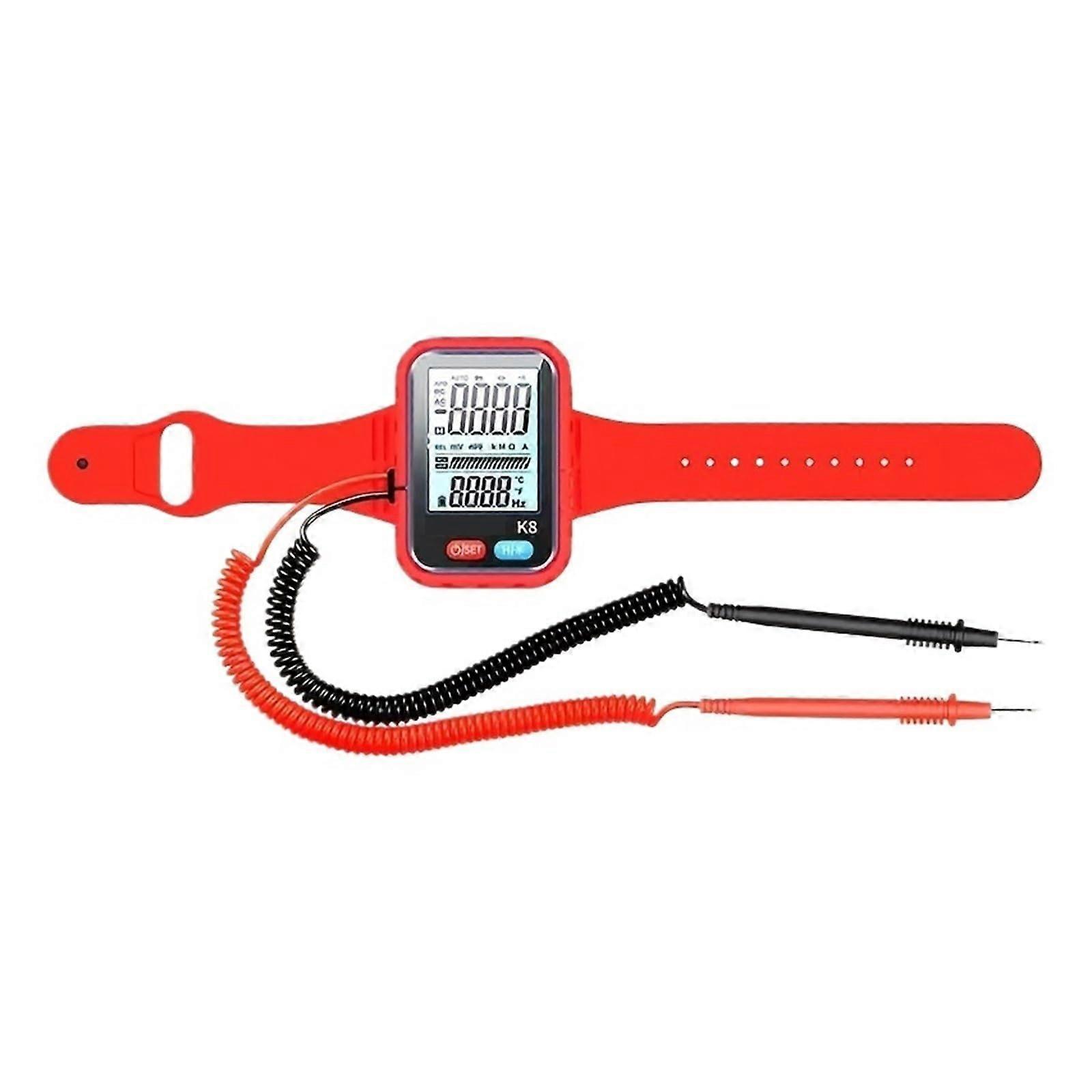 Digital Multimeter Auto Range with NCV Large Display USB Rechargeable Handheld Tester Red K8