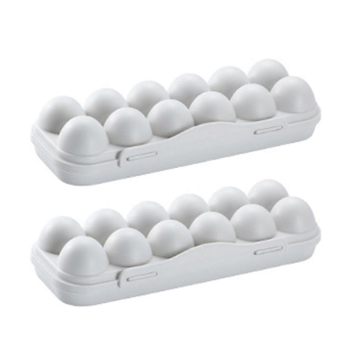 2pcs Stackable Egg Holder for Refrigerator with Lid, Large Capacity Plastic Egg Storage Organizer
