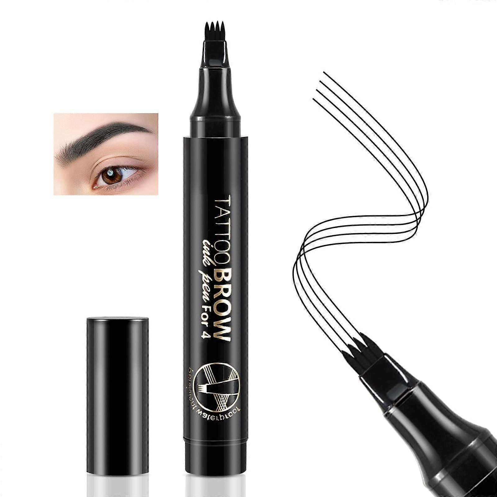 Waterproof Eyebrow Pen with Microblade Precision Tip, 4 Fork Long Lasting Natural Brow Pencil