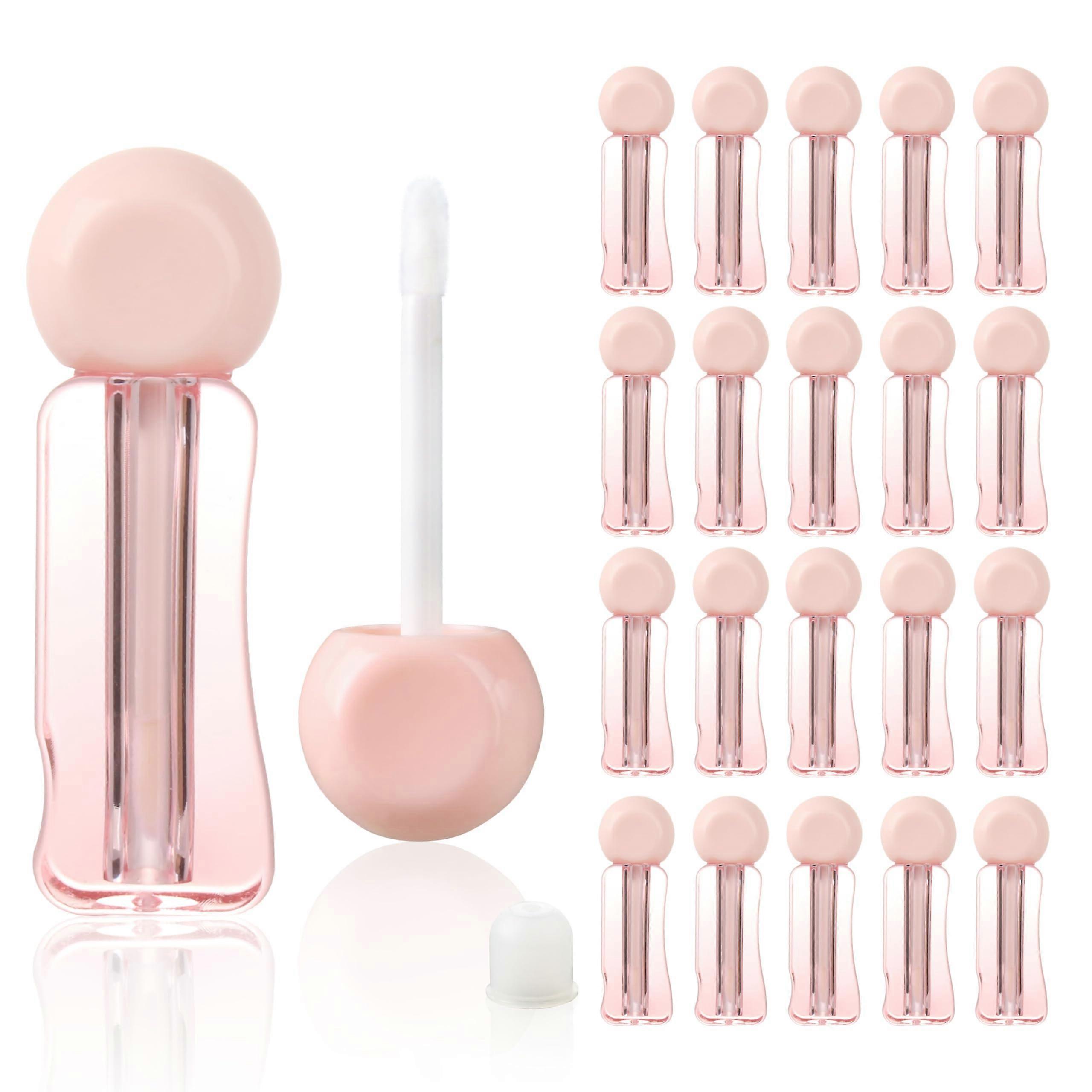 20pcs 3ml Empty Lip Gloss Tubes with Leakproof Wand Caps, Clear Refillable DIY Containers Pink