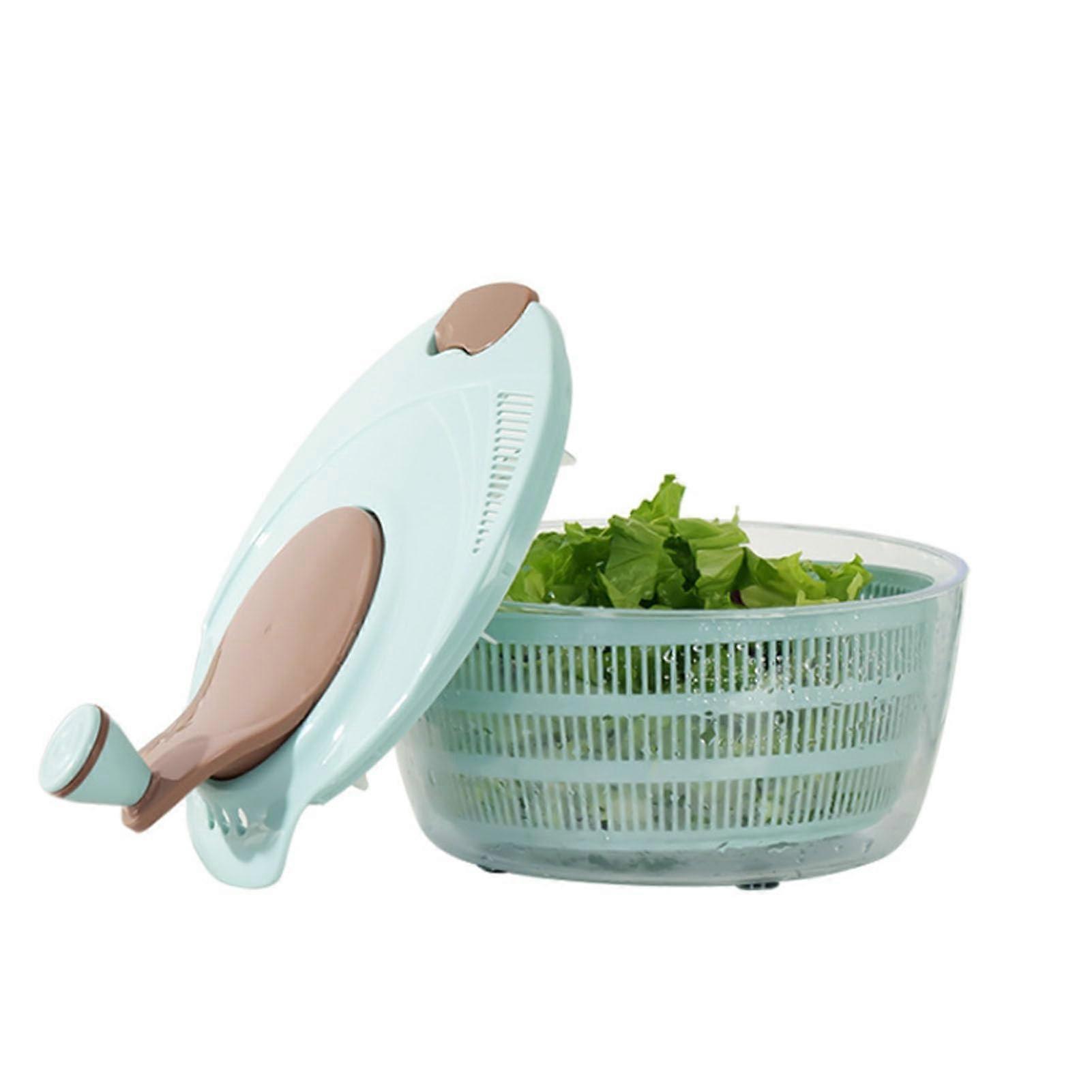 Double Decker Salad Spinner with Detachable Lid, BPA Fast Drying Vegetable Dryer for Kitchen