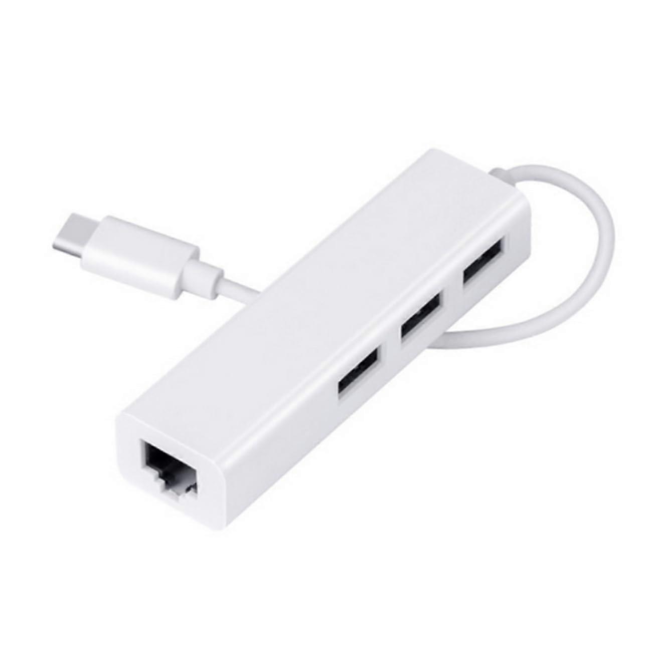 USB Ethernet Adapter with 3Port Hub for Laptop Desktop Stable Network and Fast Data Transfer