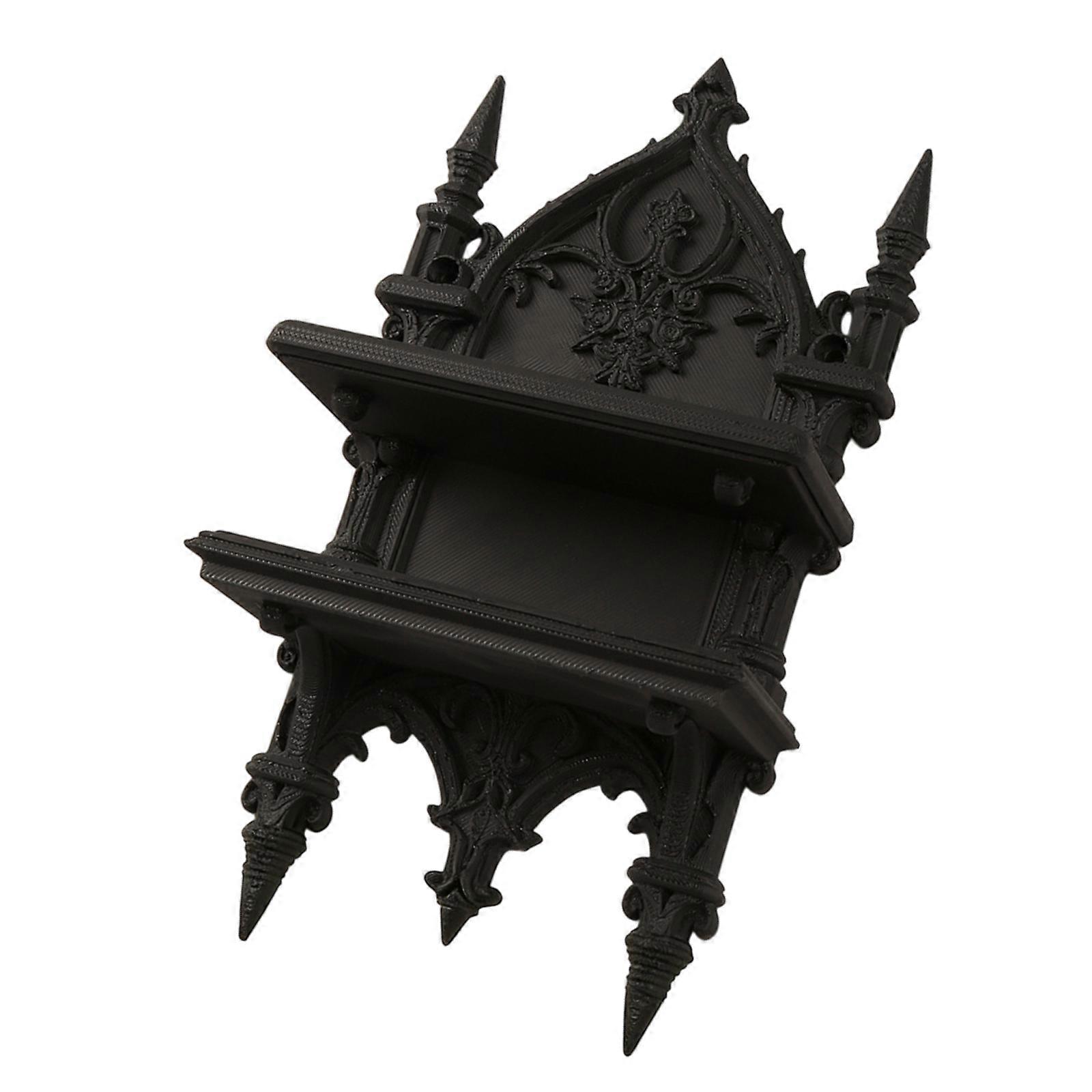 Gothic Dark Double Shelf Wall Mount For Multi Purpose Use Strong Plastic Simple Installation Books Display Stand Multicolor