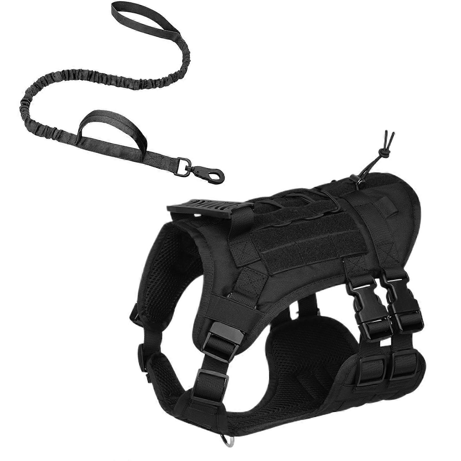 Small Dog Harness with Leash Set, Adjustable No Pull Soft Vest for Small and Medium Dogs Black M