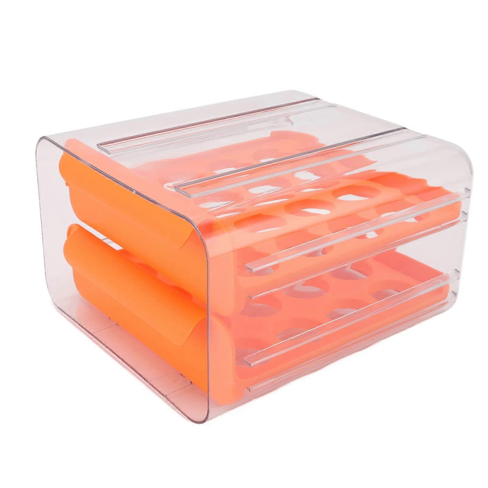 Egg Storage Container 32Egg Large Capacity DoubleLayer Stackable Holder for Refrigerator Orange