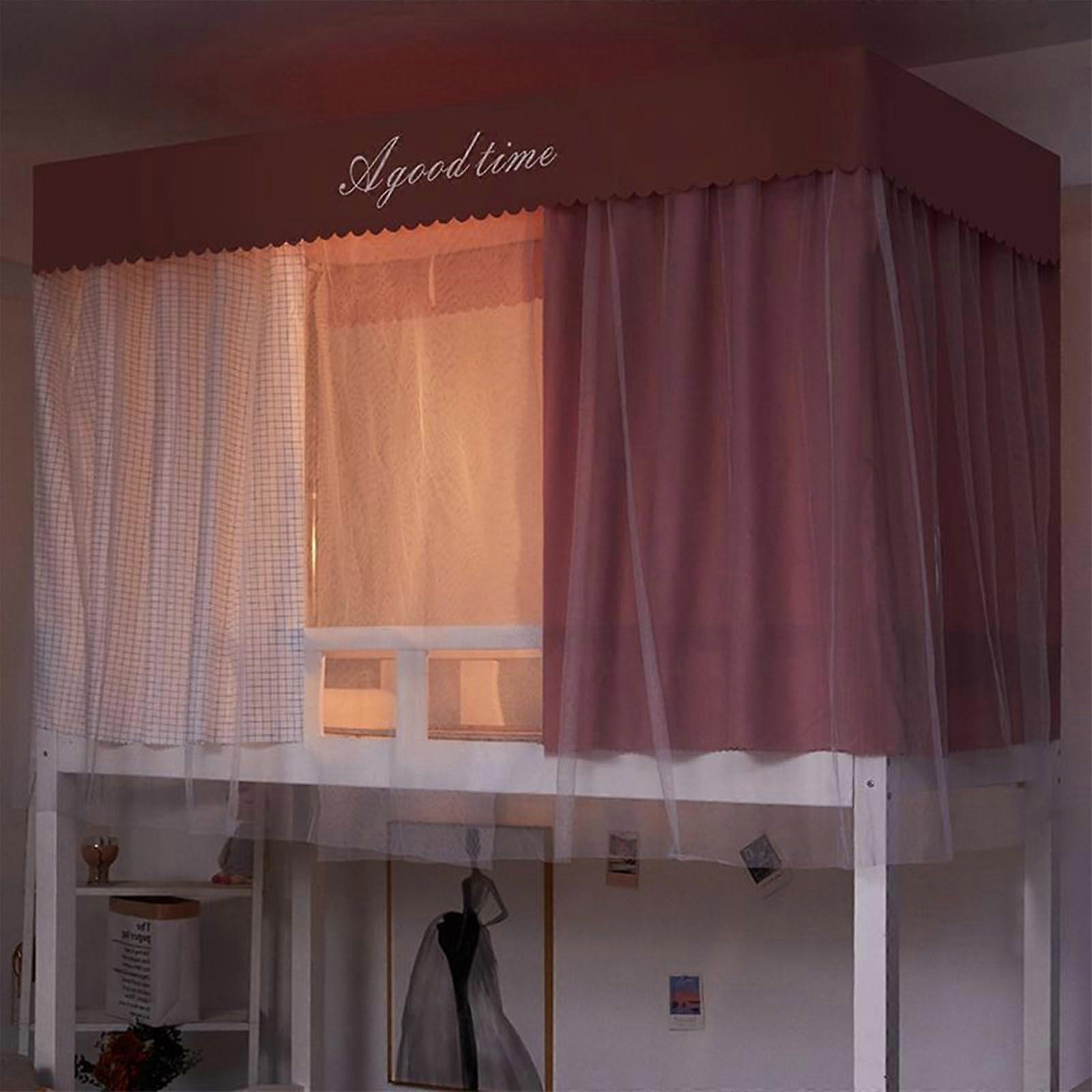 Bunk Bed Curtain with Frame 99% Light Blocking MosquitoResistant Dormitory Canopy for College