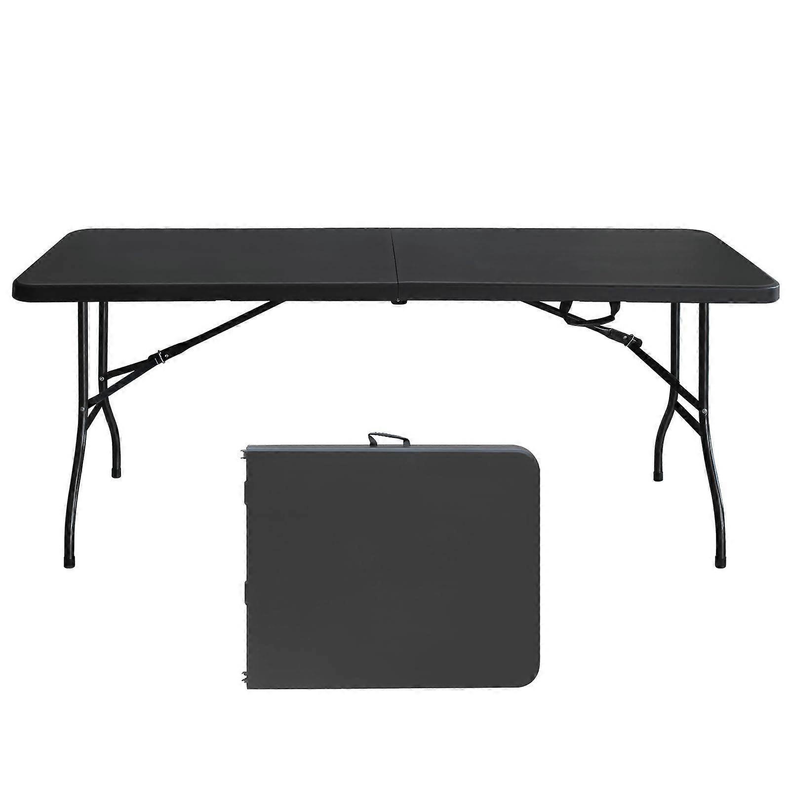 Folding Camping Table with  Load Capacity, Easy Clean Black Surface for Outdoor and Party Use