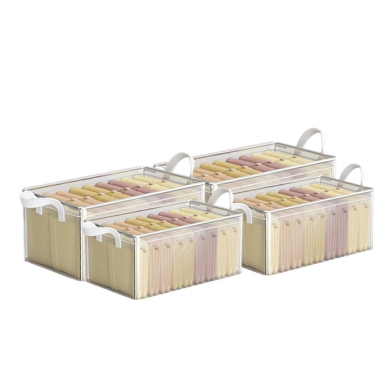 Clear Wardrobe Storage Box Set of 4 Foldable Space Saving Transparent PVC Clothes Organizer