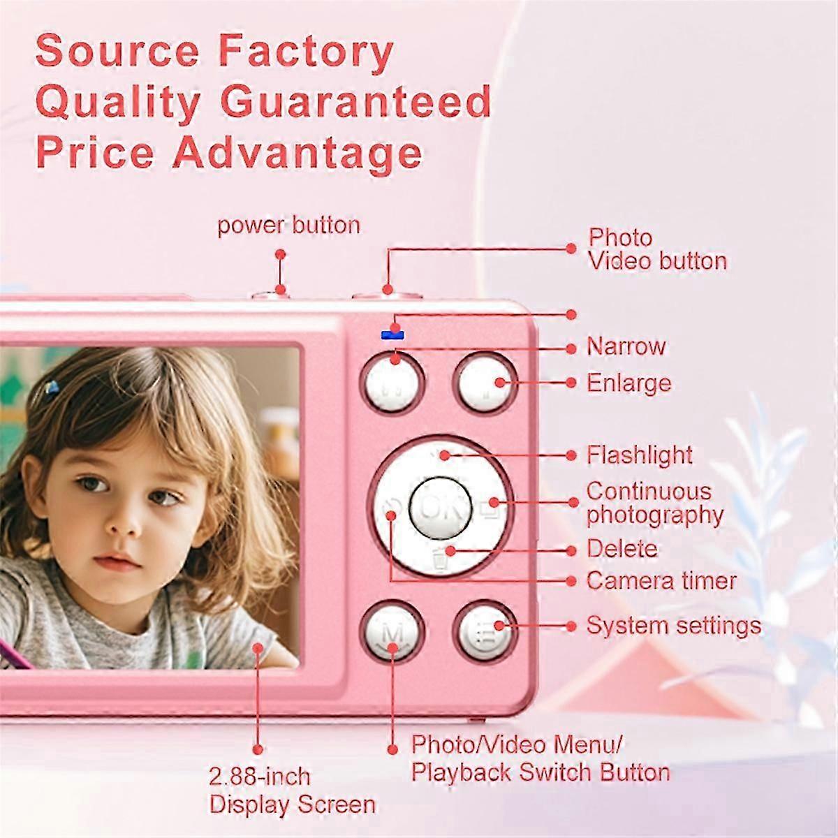 4K Digital Camera, 2.88 Inch, Pink